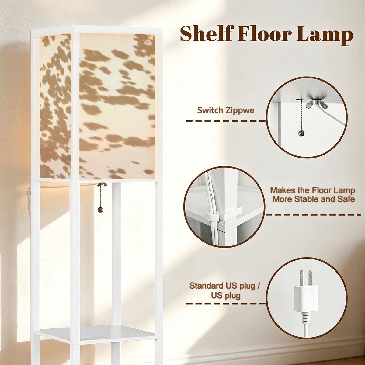 Palomino Cow Print Floor Lamp (Made in USA)